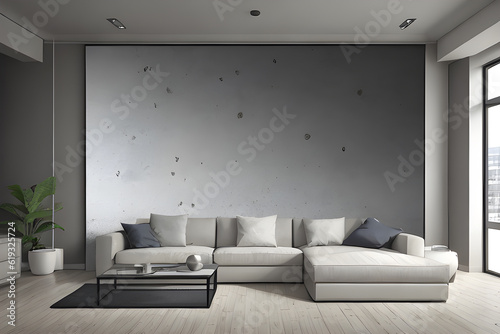 concrete wall room interior background 3d rendering