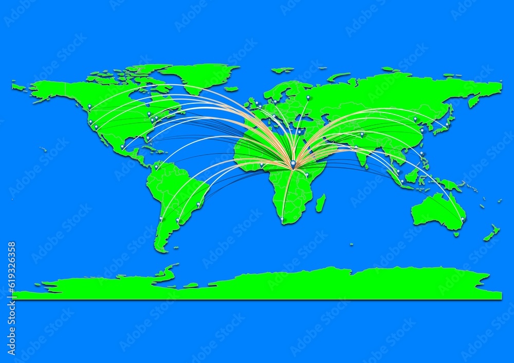 Naklejka premium Vibrant Obo, Central African Republic map - Export concept map for Obo, Central African Republic on World map. Suitable for export concepts.