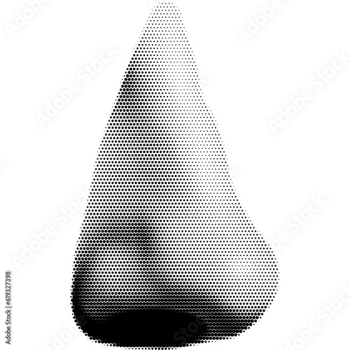 Retro halftone collage nose for use in mixed media designs. Dotted pop art style human nose with half-tone texture. Vector illustration of vintage grunge punk crazy art stencil