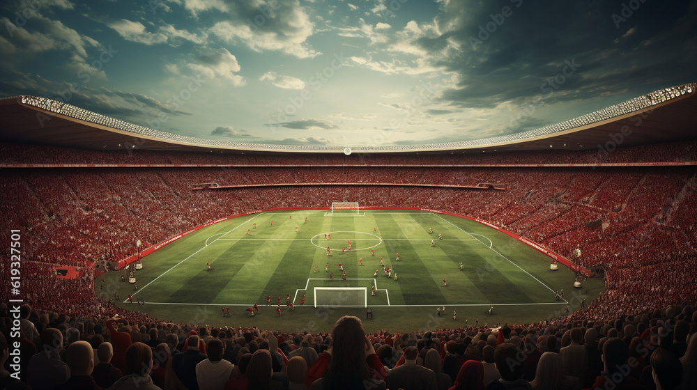 Football stadium concept. AI Generative - obrazy, fototapety, plakaty 