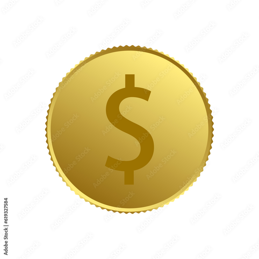 Golden dollar coin icon on white background, vector illustration. Golden dollar coin icon on white background, vector illustration.