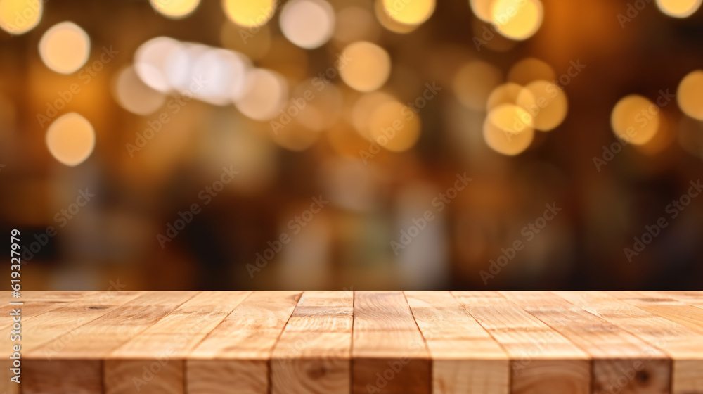 Wooden board empty table in front of blurred background. Generative Ai Wooden board empty table in front of blurred background. Generative Ai