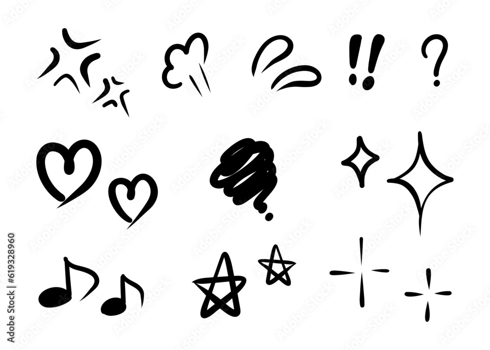 手描きの感情のあしらいイラスト アイコンセット 手描きの感情のあしらいイラスト アイコンセット