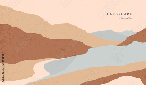 Modern landscape in a minimalist style. Contemporary aesthetic poster. Vector poster
