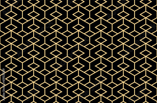 The geometric pattern with lines. Seamless vector background. Gold and black texture. Graphic modern pattern. Simple lattice graphic design