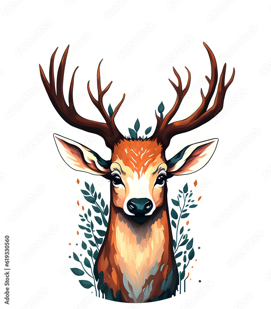 cute deer with a horns ai generated