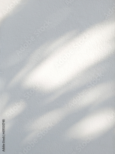 Leaf shadow and light on white concrete wall, overlay effect for photo, mock up, product, wall art, design presentation © nunawwoofy