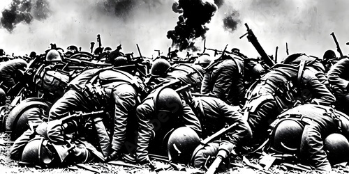 Obraz na plátně Horrors and Death of World War, Generative AI Illustration