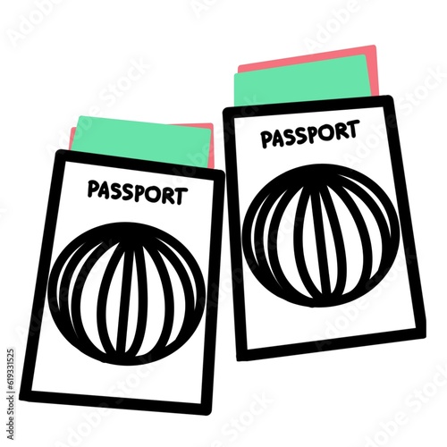 Passport and travel monoline 3000*3000px 300dpi