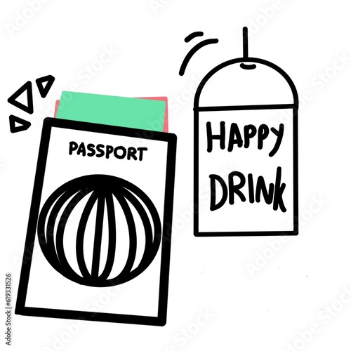 Passport and travel monoline 3000*3000px 300dpi