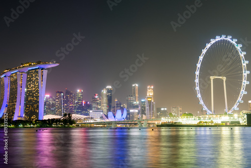  tourist attractions in the city park of Singapore, Asia business concept image, panoramic modern cityscape building in Singapore.