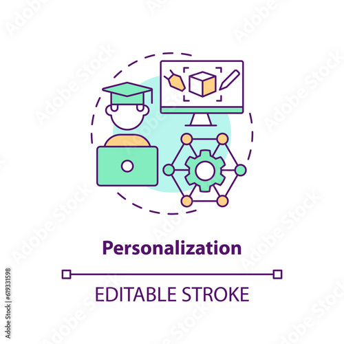2D multicolor icon representing personalization in AI, isolated vector illustration, innovation in education.