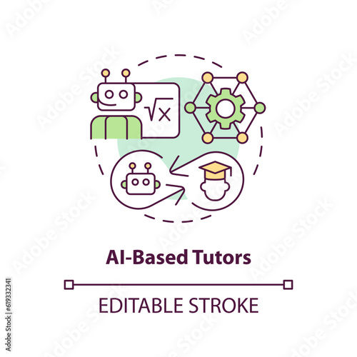 2D multicolor icon representing AI-based tutors, isolated vector illustration of futuristic learning, innovation in education.