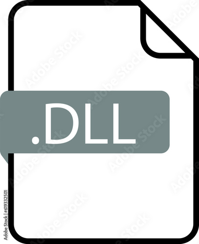 dll File format icon. Format for texts, images, vector images, videos - pdf, doc, jpg, xls, zip. File download symbols. Document types in flat style. Vector illustration