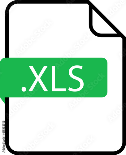 xls File format icon. Format for texts, images, vector images, videos - pdf, doc, jpg, xls, zip. File download symbols. Document types in flat style. Vector illustration