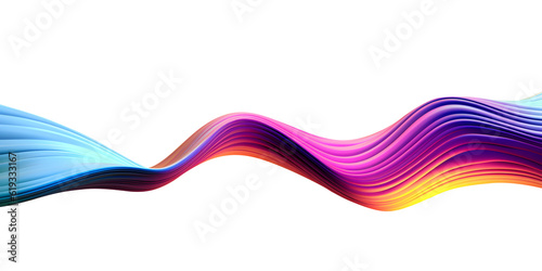 3d rendering multi-colored flowing abstract iridescent wave shape. Generative ai