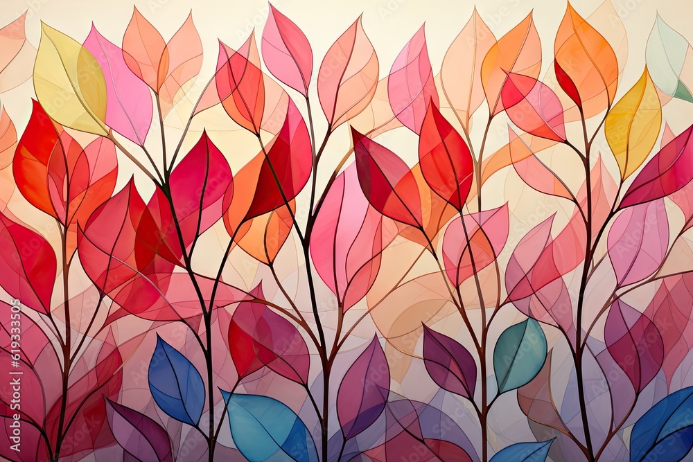 Tessellating of a leaf. geometric style