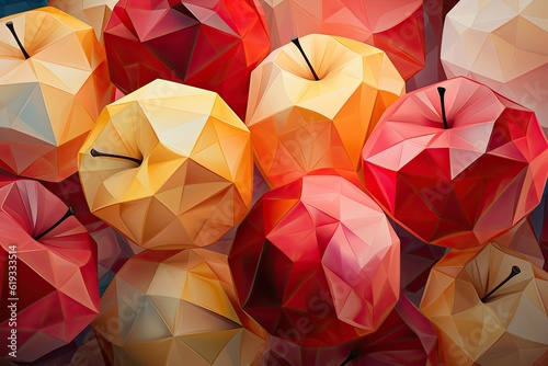 Tessellating of red apple. geometric style