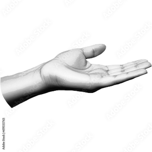 Halftone hand gesture as collage graphic element. Vintage punk grunge arm dotted pattern stickers. Retro trendy doodle hands vector illustration for posters, social media, business banners
