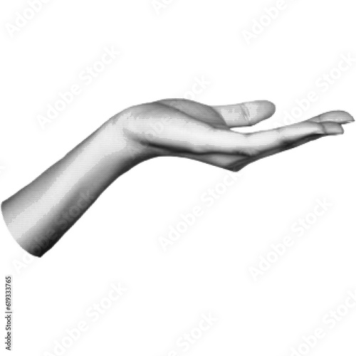 Fényképezés Halftone hand gesture as collage graphic element