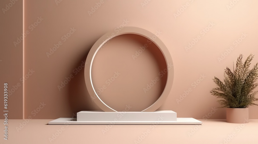 Abstract 3D background, Realistic cream beige cylinder pedestal podium. Abstract 3D background, Realistic cream beige cylinder pedestal podium.