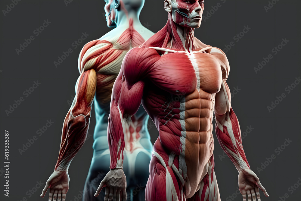 Muscular human anatomical structure abstract model. Generative AI Stock ...