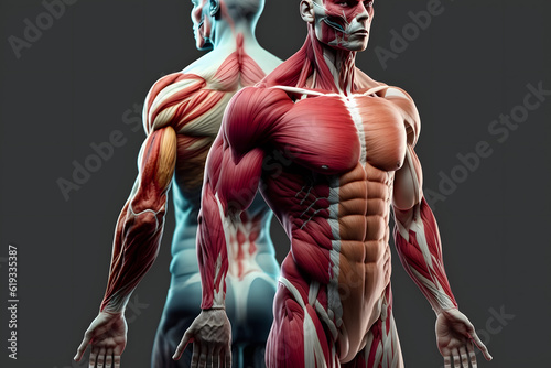 Muscular human anatomical structure abstract model. Generative AI