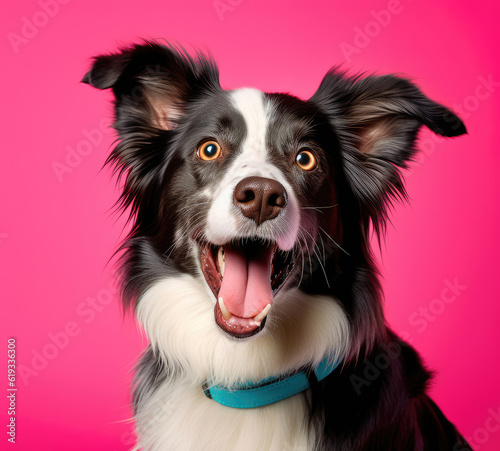 Portrait of Beautiful Cute Border Collie Dog extreme closeup. Generative AI © doomu