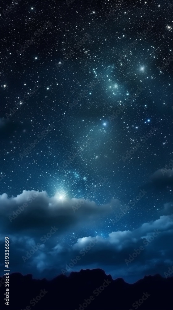 Night sky with starts poster background. AI Generated
