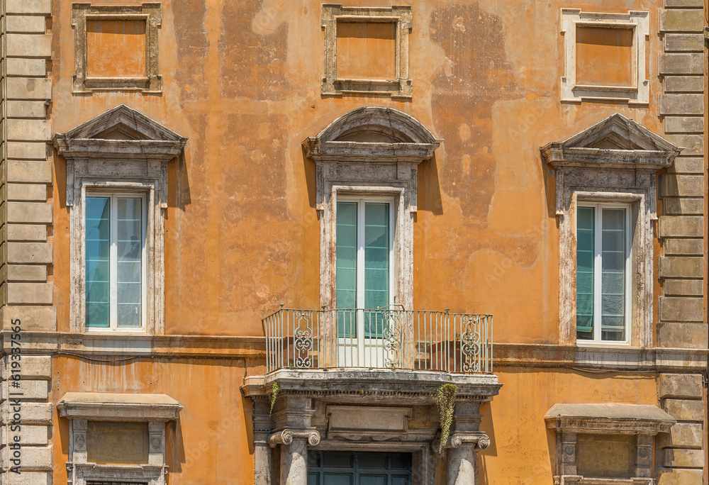 Old Building with a renaissance windows and balcony