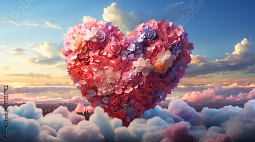 Colorful heart shape cloud in the sky 