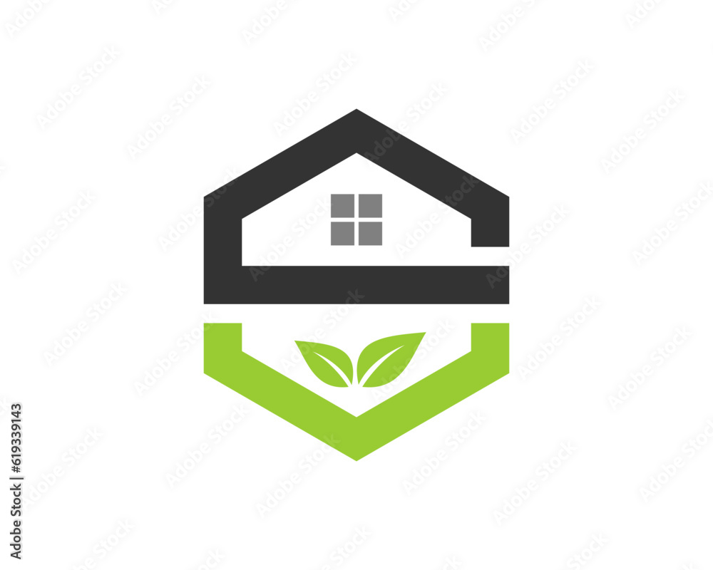 Obraz premium S Letter home and leaf vector logo