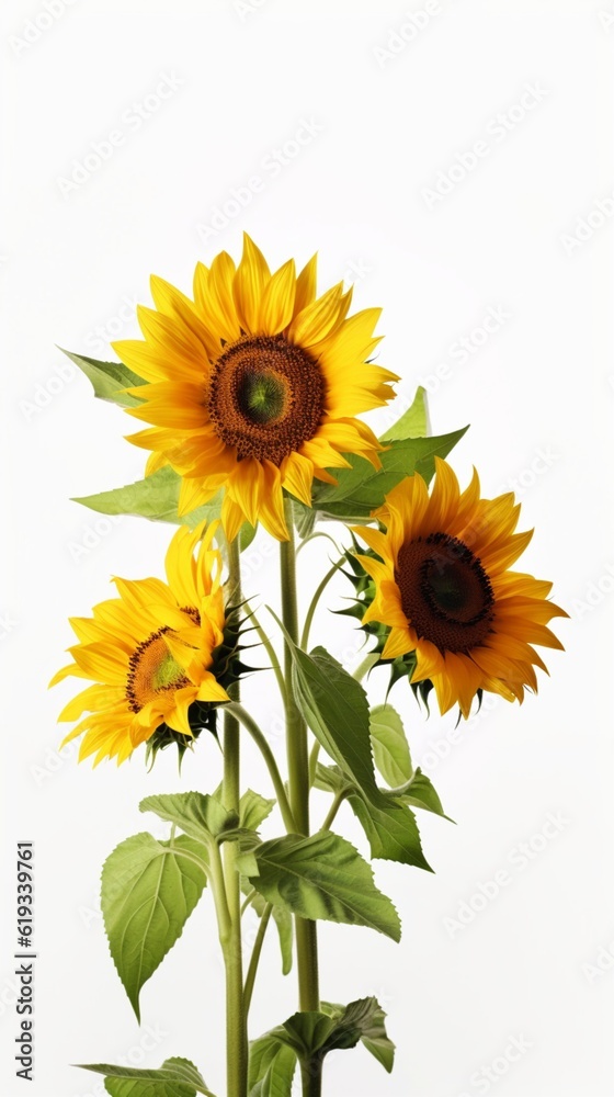 Fototapeta premium Sun flower helianthus copy space blurred background. AI Generated