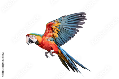 Fotografia macaw flying with its wings spread
