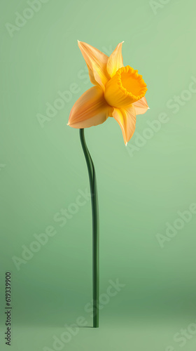 Yellow daffodil flower  blurred background. AI Generated