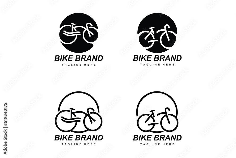 Bike Logo. Bicycle Sport Branch Vector, Simple Minimalist Transportation Design, Template, Silhouette Bike Logo. Bicycle Sport Branch Vector, Simple Minimalist Transportation Design, Template, Silhouette