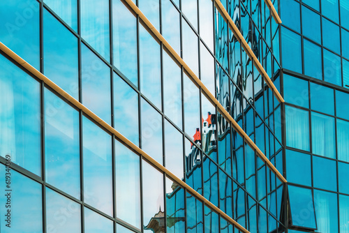 Wallpaper Mural Modern glass facade of corporate business office building in financial downtown district as abstract geometrical and architectural background Torontodigital.ca