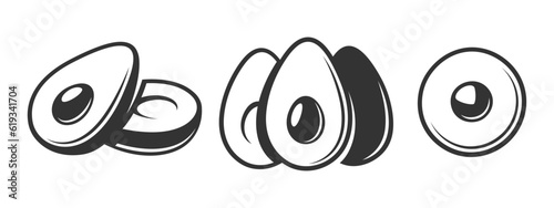 Set of vintage avocado icons isolated on white background. Vector illustration