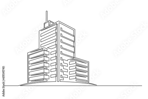 Continuous one line building. Vintage building isolated on a white background. Business concept. Vector illustration photo