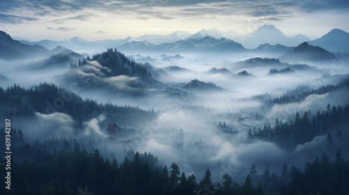 Paysage montagneux sous la brume © HKTR-atelier