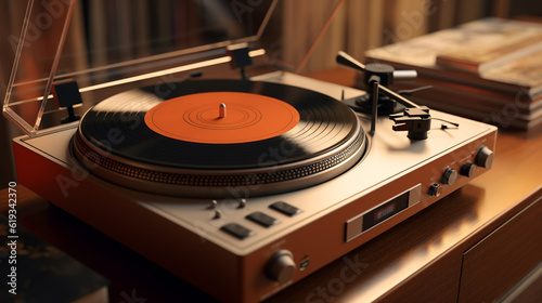 Beau tourne disque vintage orange