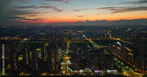 Wallpaper Mural Aerial photography of sky landscape and city skyline in China at sunset Torontodigital.ca