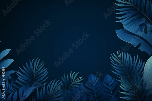 Collection of tropical leaves,foliage plant in blue color with space background © MUS_GRAPHIC