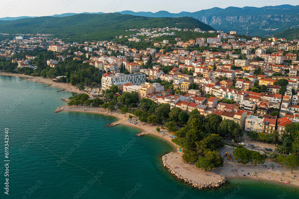 Aerial view of Crikvenica town in Croatia