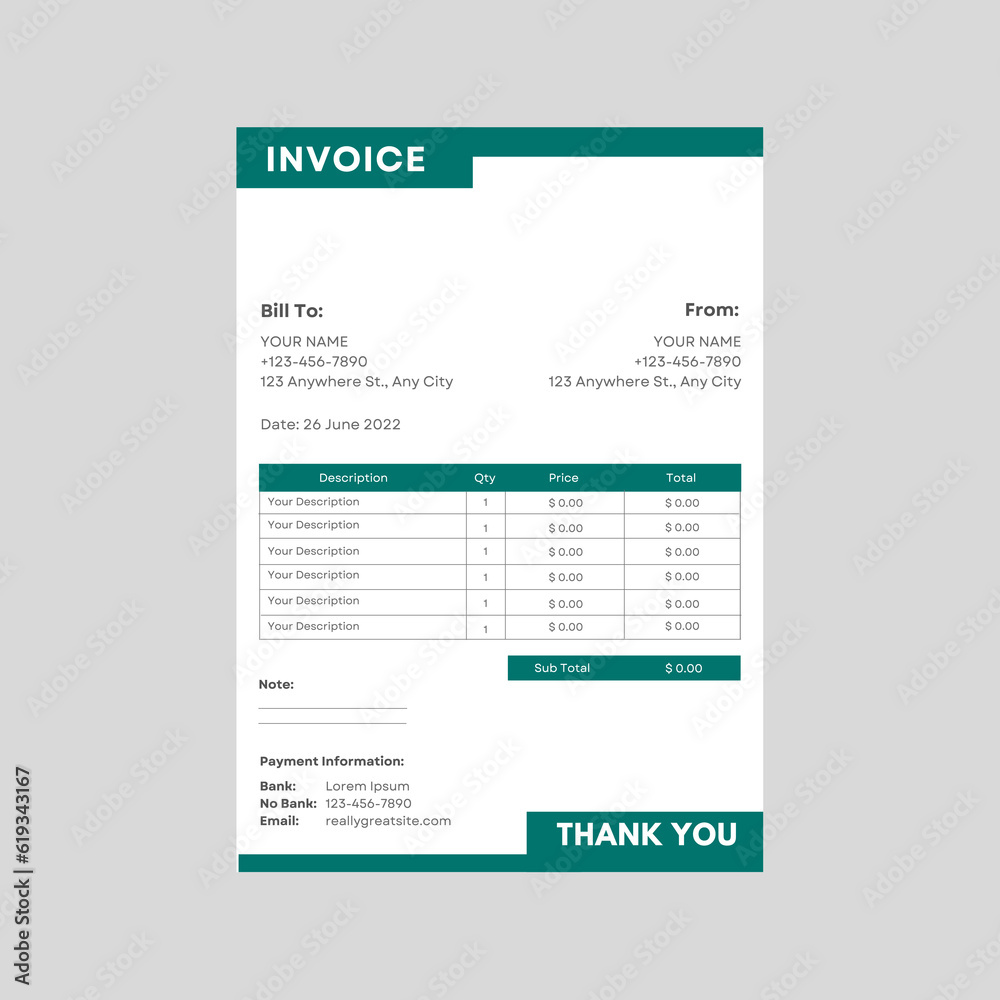Minimal Invoice Layout, minimal invoice template vector design . Minimal Invoice Layout, minimal invoice template vector design .