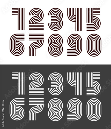 retro number with line art style vector design