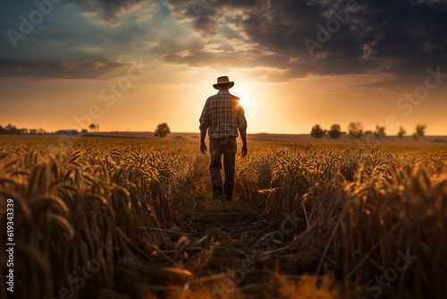 Farmer looking over his farm field