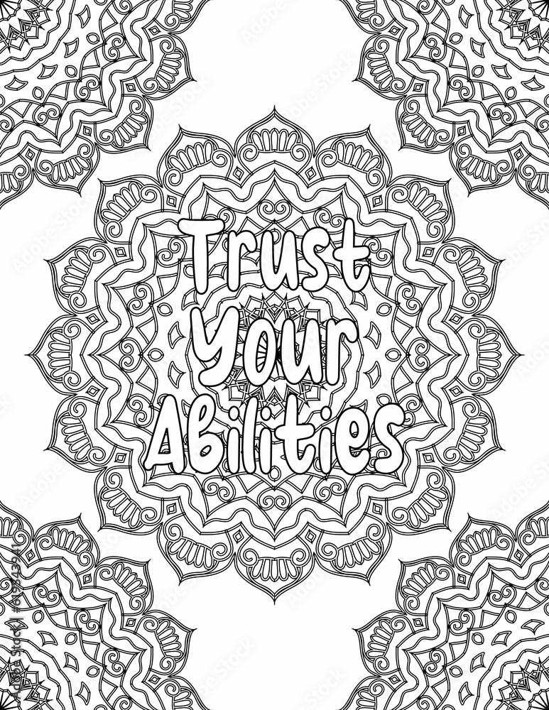 Fototapeta premium Growth Mindset Coloring Pages, Mandala Coloring sheet for Personal Growth for Kids and Adults