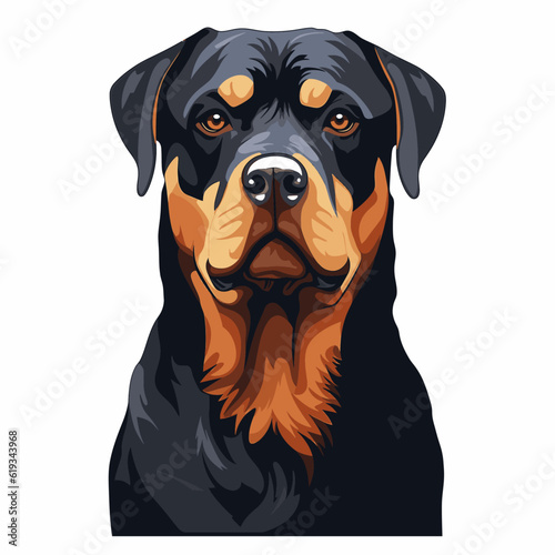 A Portrait of a Rottweiler Dog Isolated on White Background