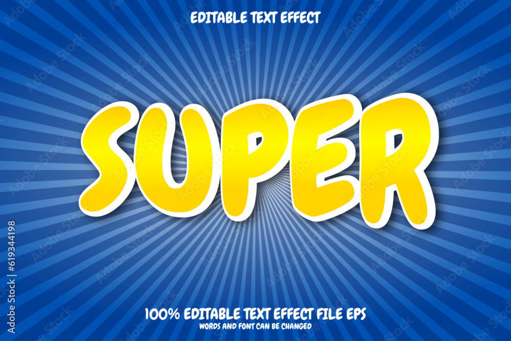 Editable Text Effect Super Word and Font can Be Changed